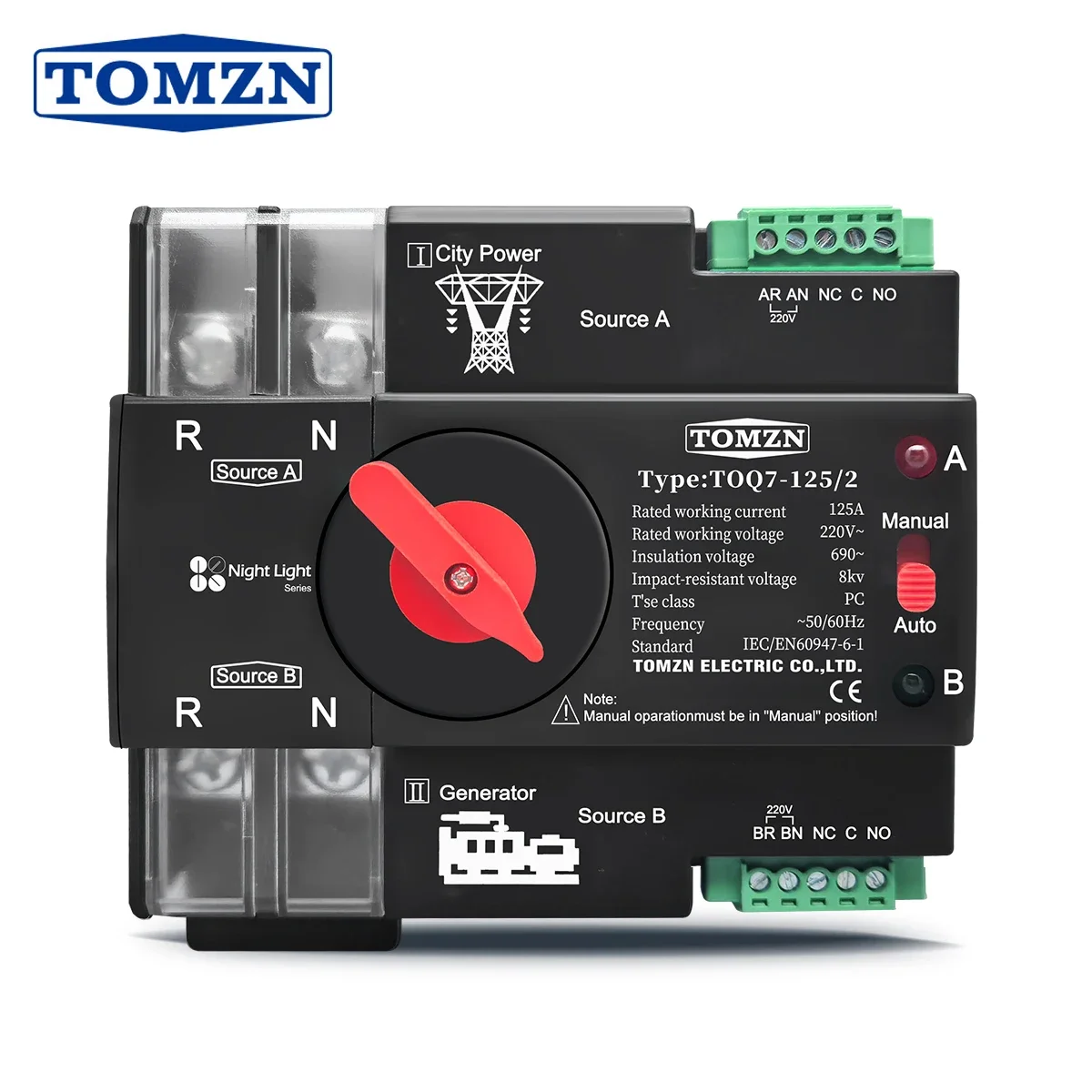 TOMZN 2P TOQ7 Dual Power Automatic Transfer Switch (ATS)- 230V 125A (বেশী অ্যাম্পিয়ার নেয়া নিরাপদ)