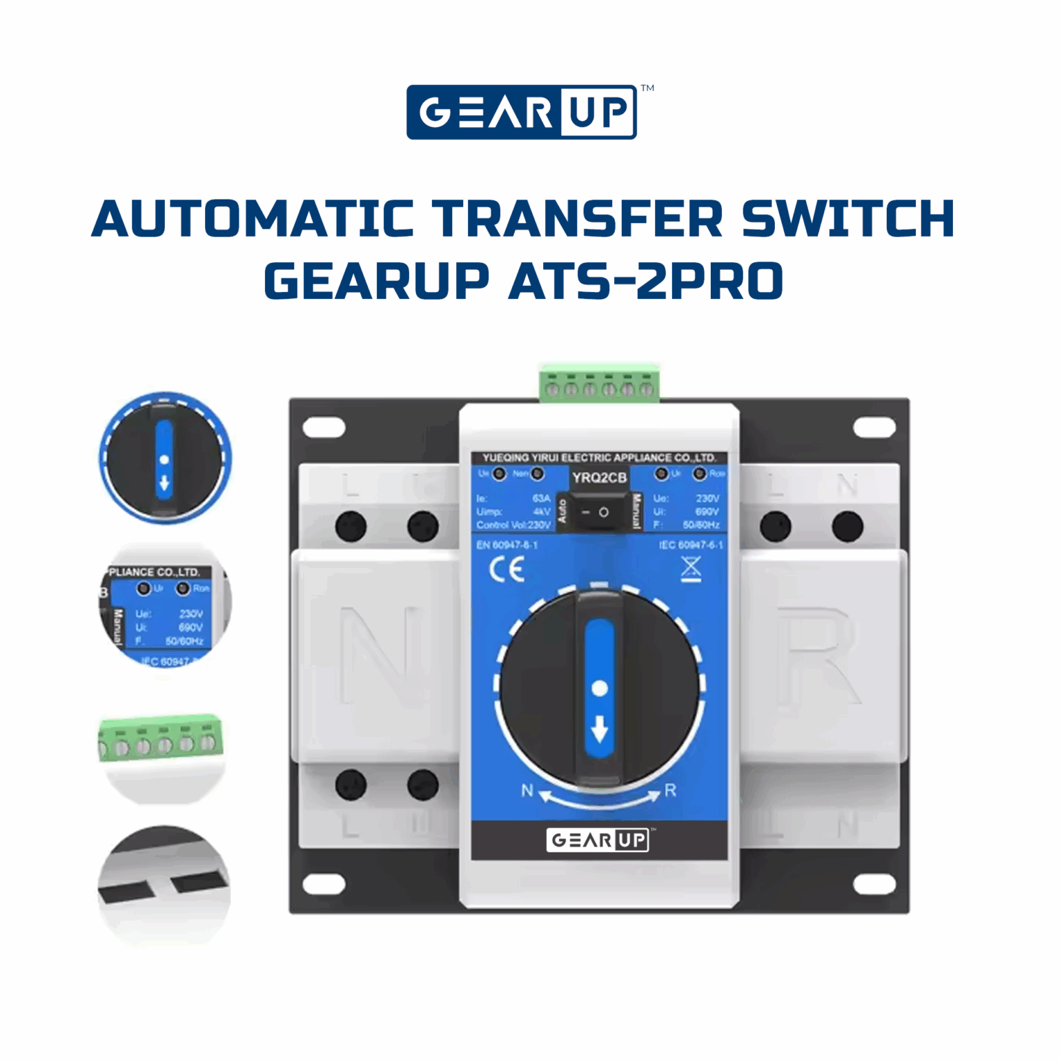 GearUP ATS-2Pro 63A Dual Power Automatic Transfer Switch