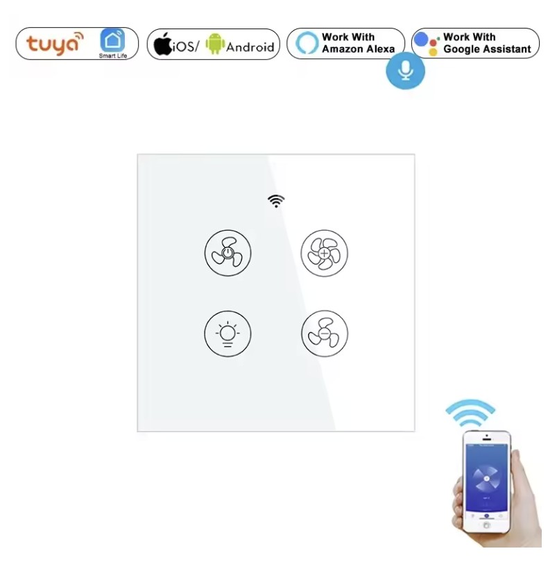 Tuya Smart switch (1 light + adjustable fan control)