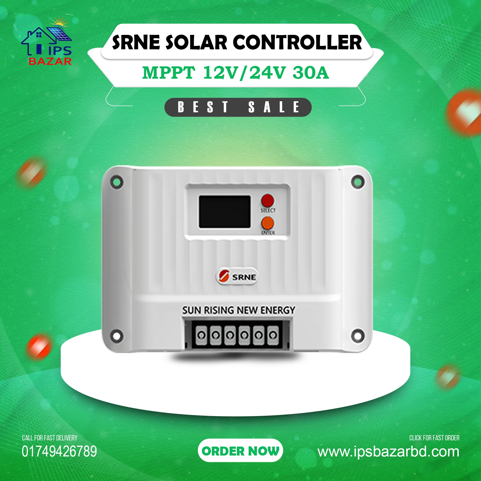 SRNE Shiner 12V/24V 30A MPPT Solar Charge Controller