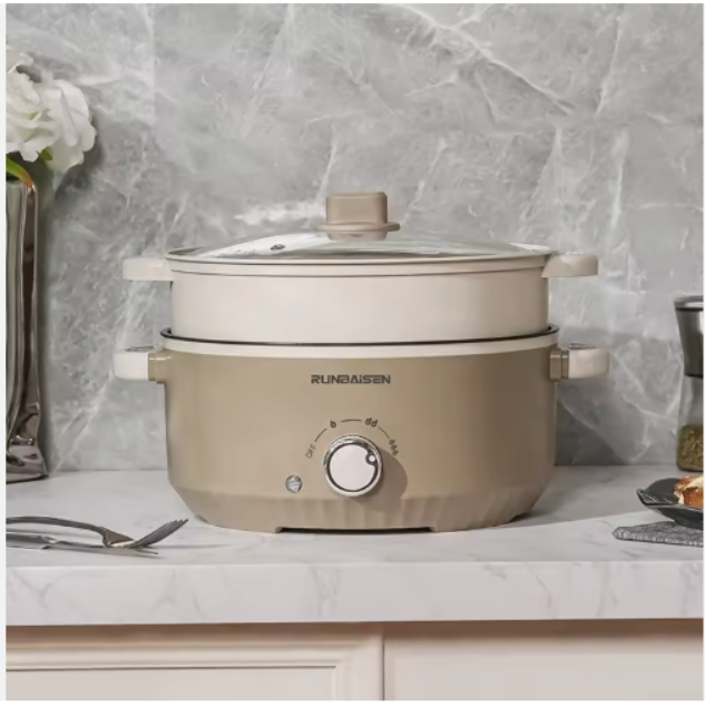 RUNBAISEN Kitchen Cookware Non-stick Pan, Electric Hot Pot Multi-function Portable Electric Cooking Pots