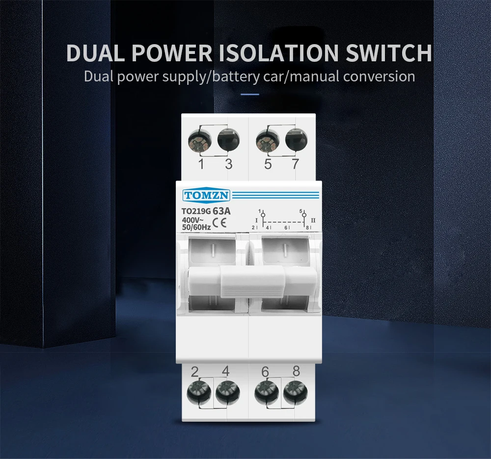 TOMZN 2P 63A MTS Dual Power Manual Transfer Isolating Switch Interlock Circuit Breaker