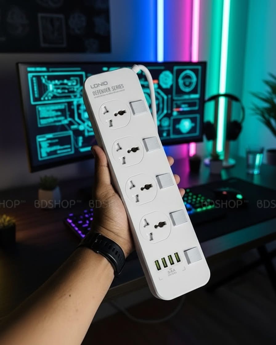LDNIO SC4408 Defender Series 4 Power Socket 4 USB 3.4A 2500W Power Strip