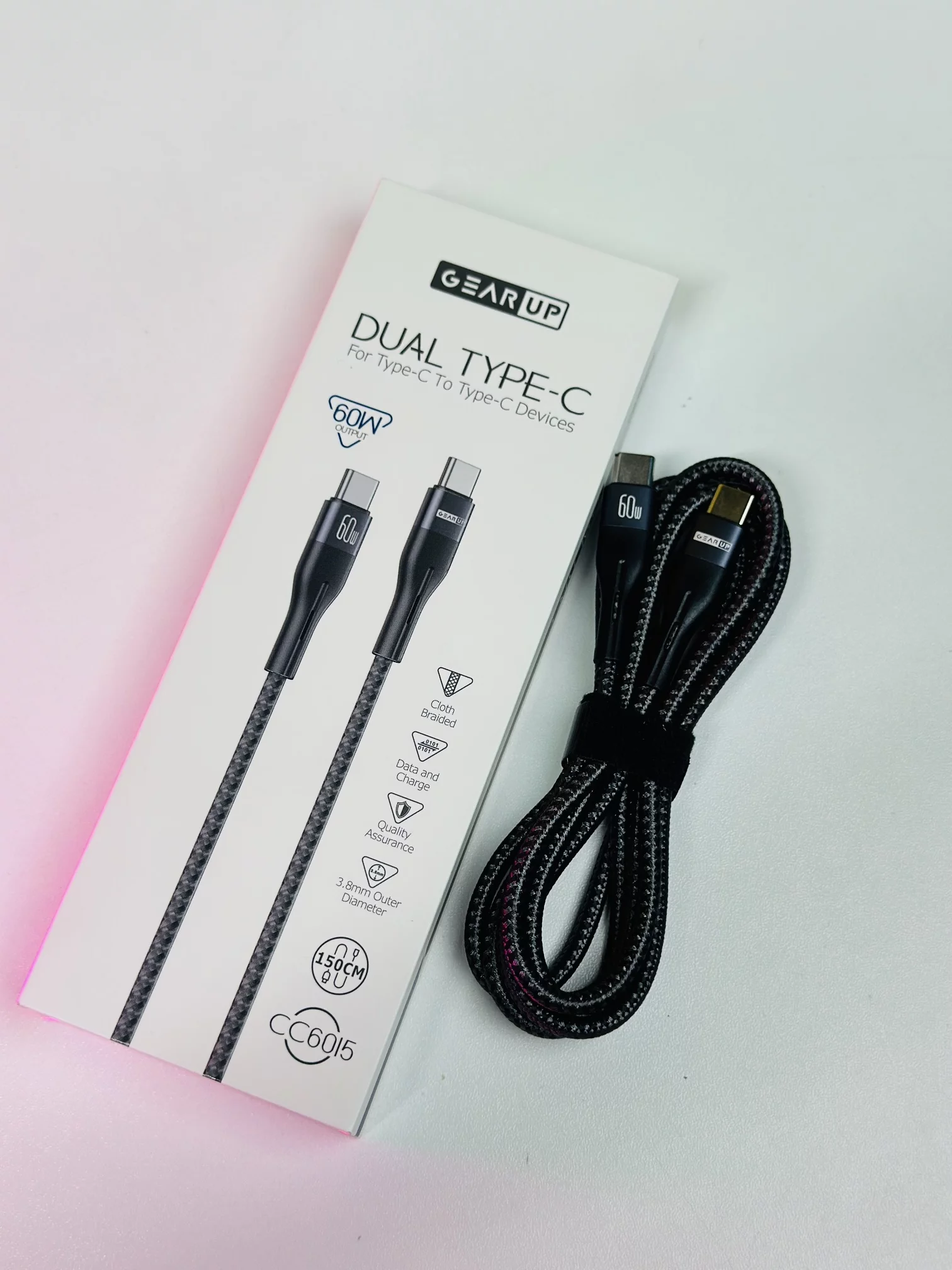 GearUP Type-C to Type-C 60W Fast Charging Cable -1.5M